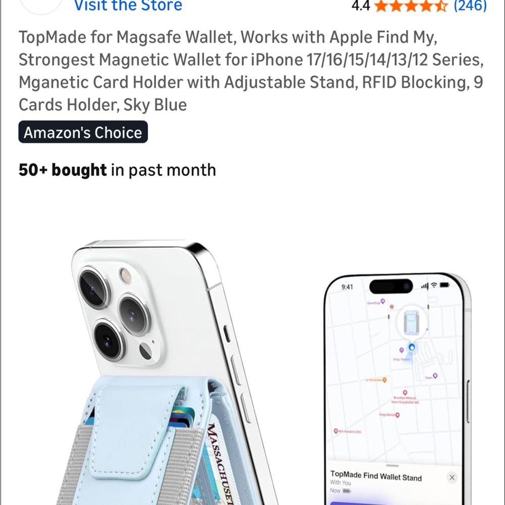 Sky Blue Magnetic Wallet for iPhone